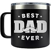 Vivulla68 Best Dad Ever Mug Tumbler 14oz, Best Dad Gifts from Daughter Son, Birthday Gifts For Daddy, Gift Presents Ideas For Father, Father Day Gifts For Dad Him Men, Best Daddy Cup Coffee Travel Mug