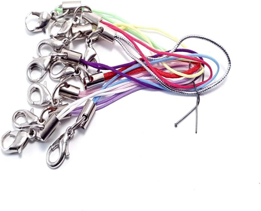 10 Mixed Colour Mobile Phone Lanyards / Bag Charms With Lobster Clasp. Jewellery Making / Craft Supplies / Craft Project.