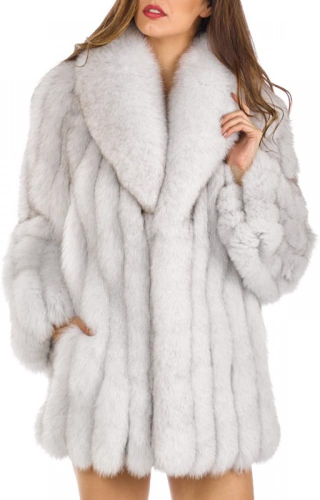 Womens Faux Fur Coat Plus Size Parka Jacket Long Trench Winter Warm Thick Outerwear Overcoat US XS-4XL
