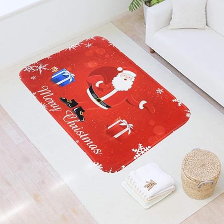 Feliz Navidad Tema Alfombra Alfombra Cocina Puerta Baño Piso Muñeco De