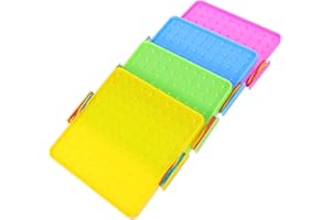 FOYTOKI 4 Sets Stem Montessori Plastic Geoboard Double-Sided Math Manipulative with 20 Colorful Rubber Bands
