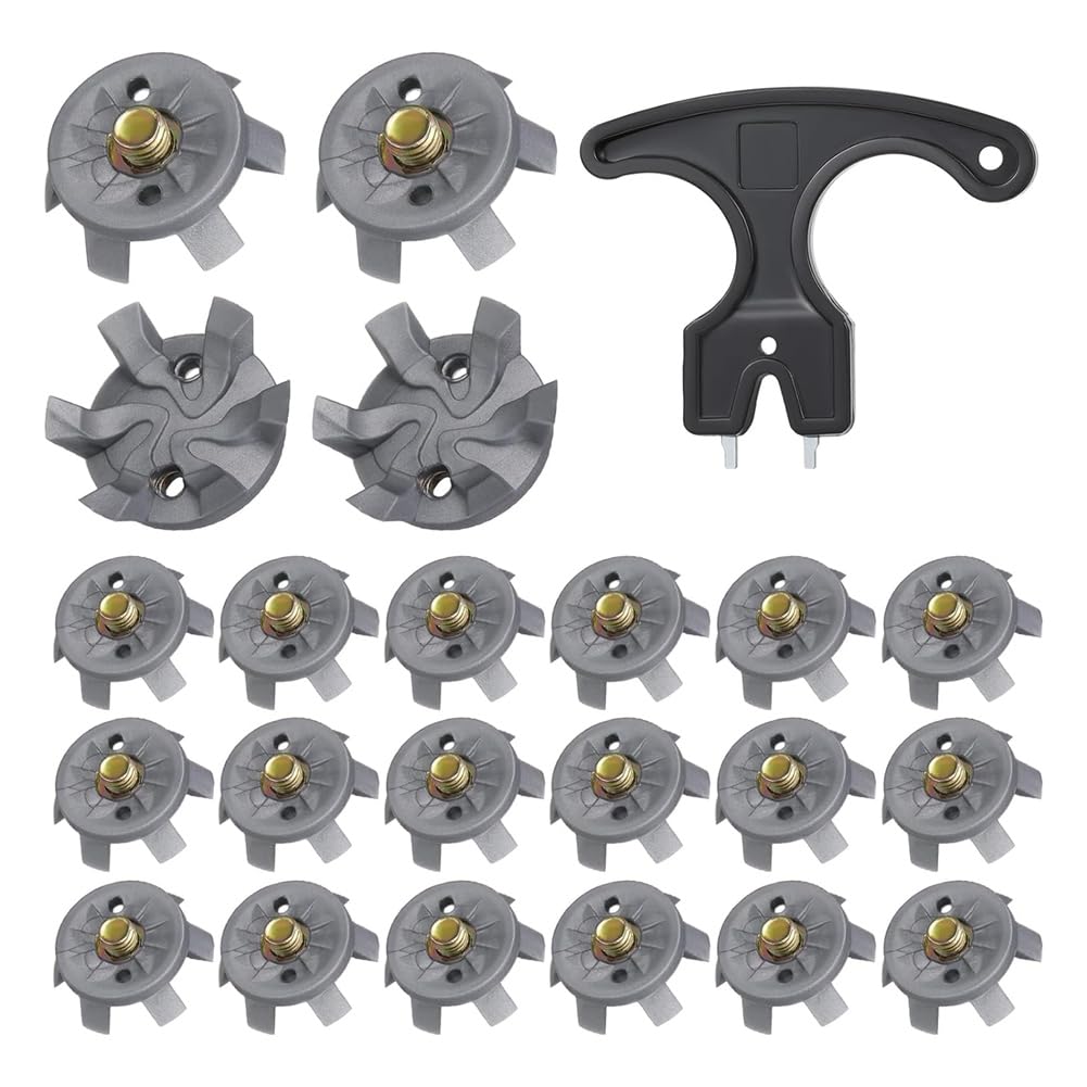 Gokoti Golf Spikes Set Includes 30 Pcs Golf Cleats Replacement Golf Cleats Spanner Metal Thread 6 mm Dia Golf Spike Too