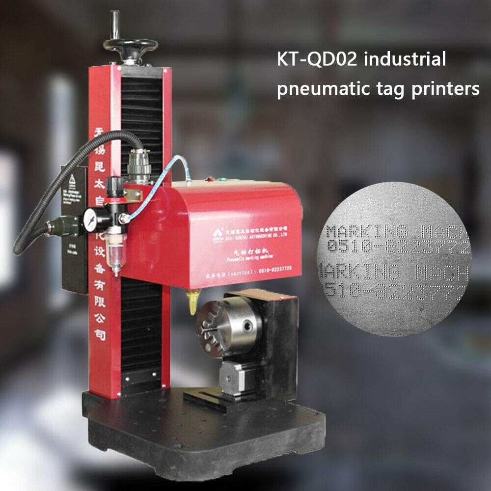RanBB Dot Peen Marking Machine, Pneumatic Rotary Metal Dot Peen Marking Machine for Circle Flat Surface Marking 125mmX85mm