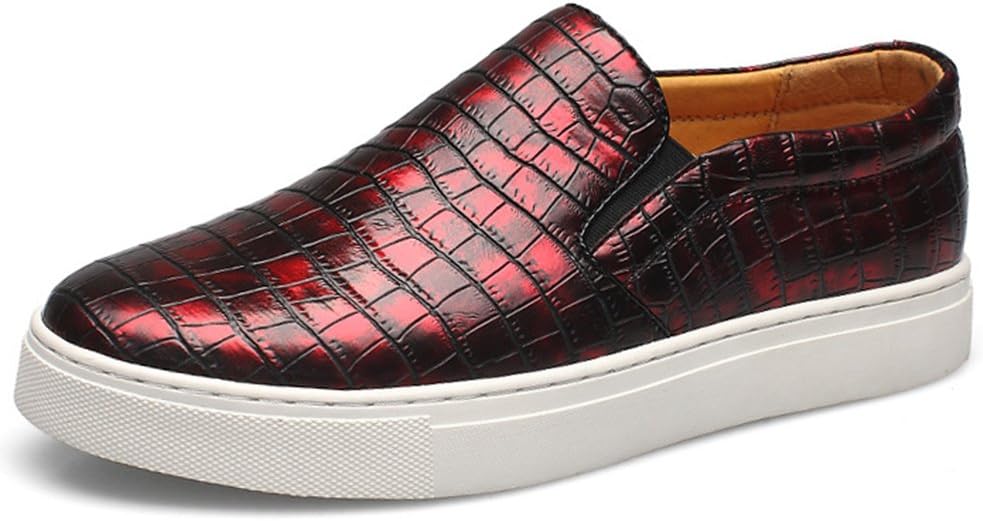 Diffyou Men's Slip On Breathable Casual Shoes Comfy Sneakers Red 7 D(M) US