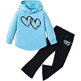 Hihosdor Kid Toddler Girl Clothes Long Sleeve Cute Print Hoodie Sweatshirt Flare Pants Girls Fall Winter Outfits 4-8 Years