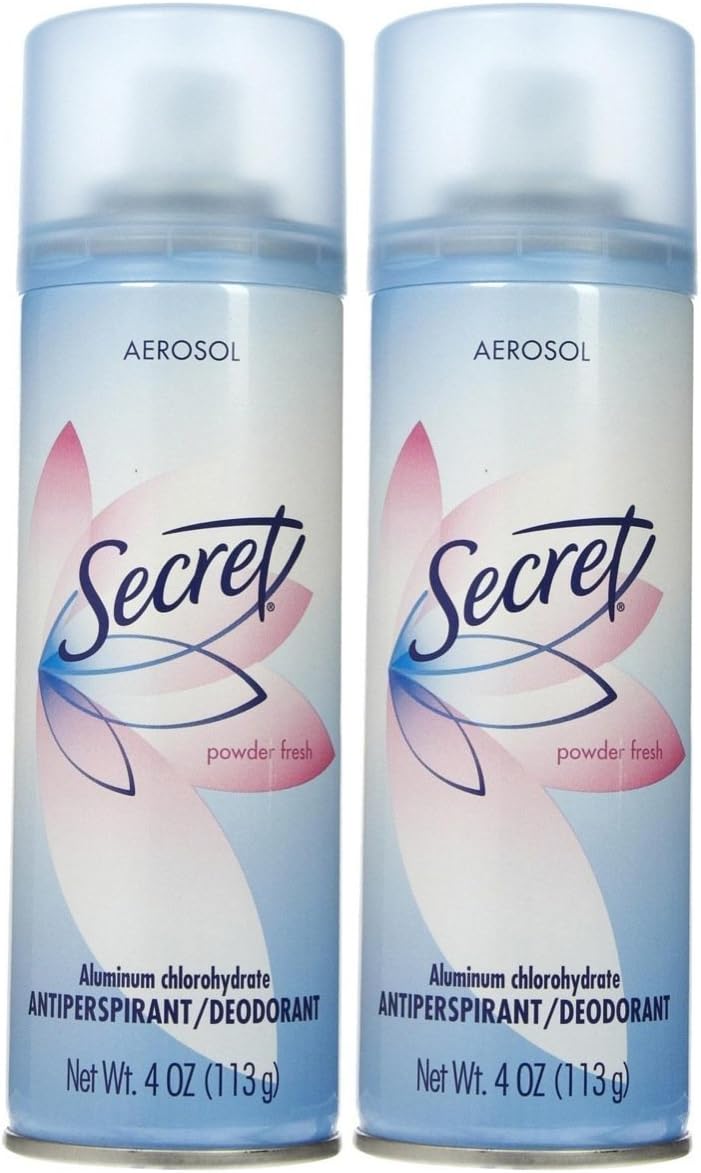 Secret Secret AntiPerspirant Deodorant Aerosol Spray Powder Fresh, Powder Fresh 4 oz (Pack of 2