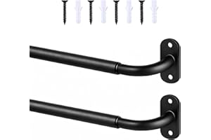 Ruiony French Door Curtain Rod Adjustable 18"-32", Wrap Around Cafe Curtain Rod 1/2" Diameter, Screwed Sash Rods for Door Win