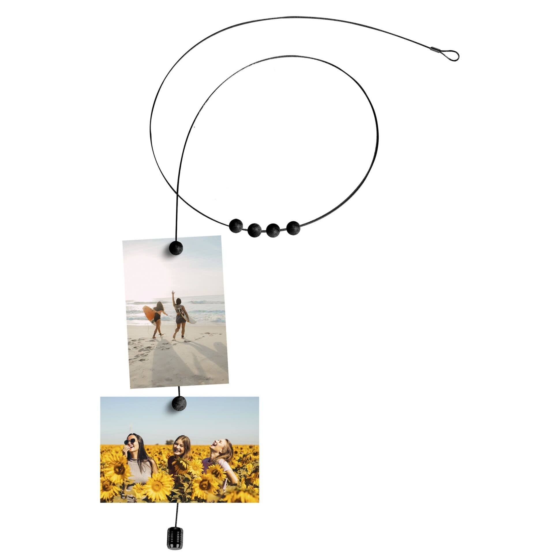 walther Design Photo Rope Black 1,5 m Made of Metal with Black Wooden Magnets, PIMP AND CREATE MD155B