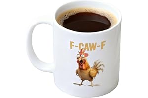 F-Caw-F Funny Chicken Mug, 11oz Beverage Container, Novelty Rooster Pattern Coffee Mugs, Fcawf Ceramic Chick Cawing Cup, for 