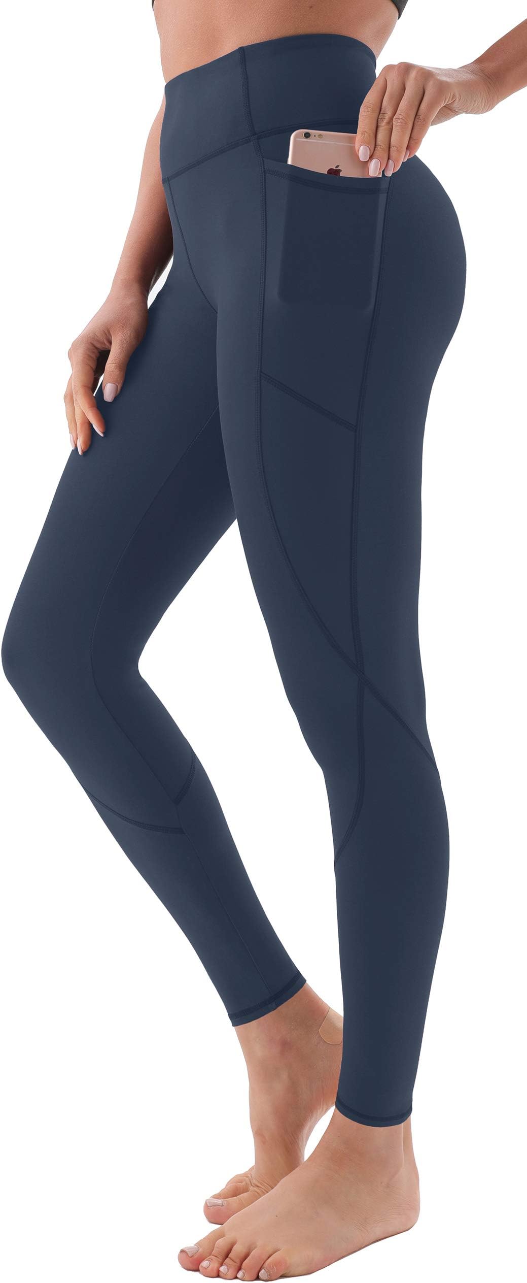 Women’s High Waist Yoga Pants with Pockets, Tummy Control Workout Running 4 Way Stretch Yoga Leggings