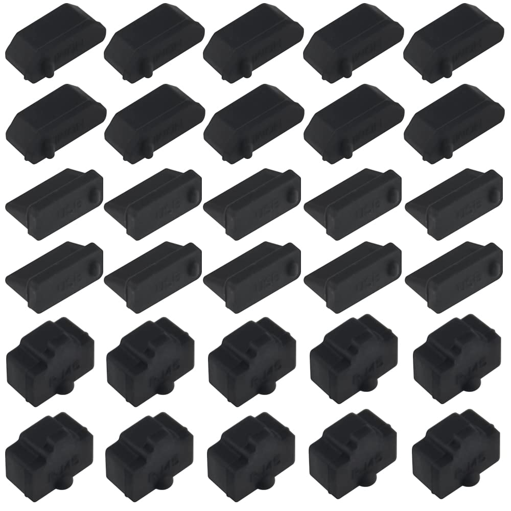 WMYCONGCONG 30 PCS Universal Laptop Silicon Dust Plugs Protector Stopper Cover for Ethernet Hub Port RJ45, USB A type socket, HDMI Female Port