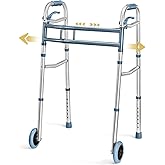 Medical King Aluminum Lightweight Walker with Wheels, Rolling Walker, Silver, Adult, 29" W x 29" D x 36" H, 350 lbs Capacity,