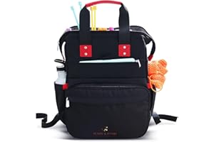 Hearth & Harbor Crochet Backpack, Crochet Bag Organizer, Canvas Knitting Bag, Yarn Organizer for Crochet Accessories and Supplies, Travel Yarn Bag with USB Charging Port, Yarn Storage Organizer