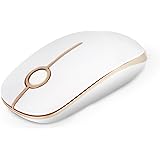 Jelly Comb 2.4G Slim Wireless Mouse with Nano Receiver Less Noise, Portable Mobile Optical Mice for Notebook, PC, Laptop, Computer, Macbook - White and Gold