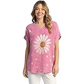 Jess & Jane Mineral Washed Gauze Short Sleeve Top - M104