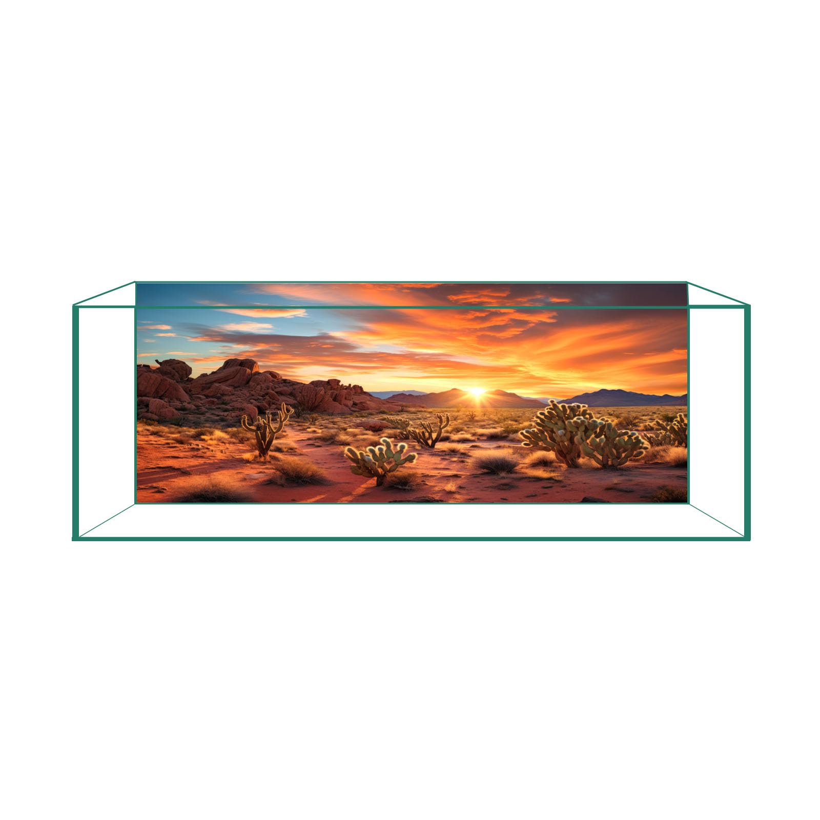 Photo 1 of Aquarium Background & Terrarium Background – Ultra HD Static Cling, Tape-Free, Desert Sunset Design for Reptile Tank Decorations, Perfect for Bearded Dragon and Leopard Gecko Tanks 11.8 X 23.6 Inches