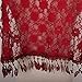 MissShorthair Floral Print Lace Scarfs for Women with Fringes (Red Rose)