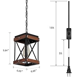 Fivess Lighting Rustic Farmhouse Plug in Pendant