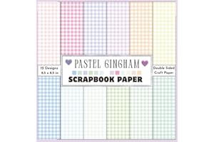 Pastel Gingham Scrapbook Paper: Collection of Double sided decorative aesthetic light pink blue spring pastel soft color them