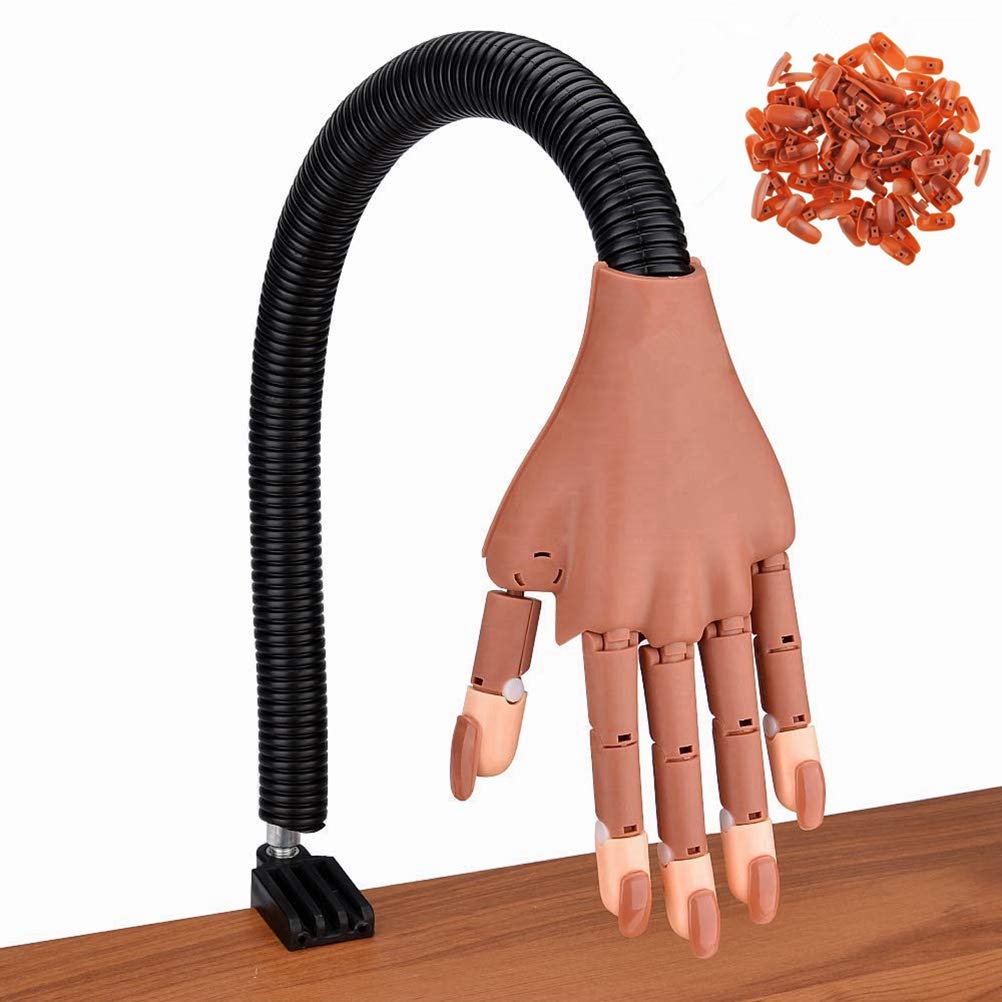 Upgrade Nails Don't Fall Off Easily Nail Trainning Practice Hand, Nail Display Manicure Supply, Flexible Movable False Fake Hands for Nail Manicure, Best Manicure DIY Print Practice Tool