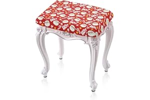 Tutolipy Christmas Rectangle Stool Cover Set of 2 Ho Ho Ho Print Vanity Stool Cover Soft Breathable Stretch Bar Seat Protector Non-Slip Seat Cushion Protector, Xmas Decor