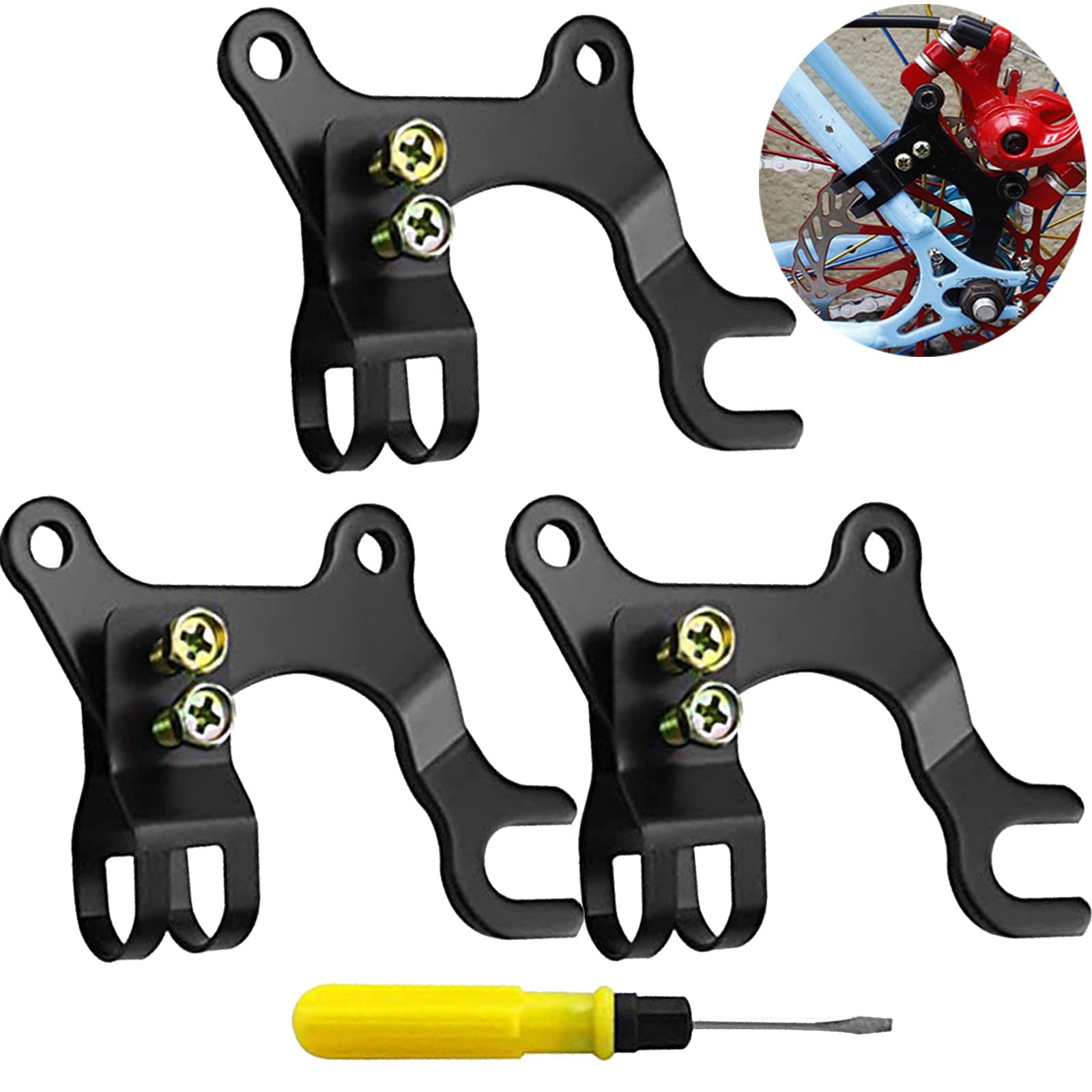 Benaton Pack of 3 Disc Brake Mount Frame, Black, Mountain Bike Disc Brake Adapter, Bicycle Steel Disc Brake Bracket Frame, with Screwdriver, for Bicycle Modification (22 mm)
