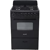 Avanti Gas Range Oven, Compact Freestanding Design, 4 Sealed Burners with Electronic Ignition, 2.6 Cu.Ft. Capacity Features Storage Drawer Broiler and Accessories, 24-Inch, Black