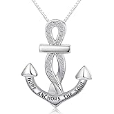 JUSTKIDSTOY Graduation Gifts Anchor Necklace 925 Sterling Silver Nautical Ship Necklace Hope Anchors The Soul Anchor Pendant Jewelry for Men Women Friend
