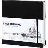 Hardcover Sketch Book, 110lb/180GSM Sketchbook for Drawing Painting, 160 Pages/80 Sheets Square Sketch Pad, 8×8 in Drawing Book Art Supplies for Teens, Adults, Artists