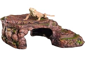 IBWell Turtle Basking Climbing Platform Aquarium Fish Tank Ornament Reptile Climbing Ramp Decorations for Salamanders Amphibians Newts, Terrace Tortoise Resting - Sienna