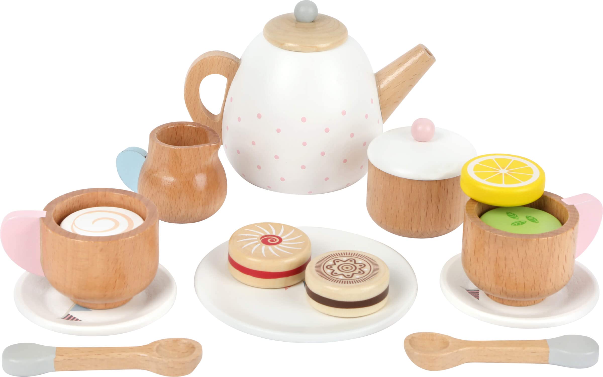 small foot 11214 Wooden Tea Set "Children's Kitchen", accessories for play kitchen with 17 parts, from 3 years