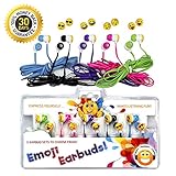 Vias Emoji Earbud Bundle - 5 pairs of Assorted Smile Face Expressions Headphones Earbuds 3.5mm for iPod/SmartPhone/Tablet. Great for Kids, Boys, Girls, Gifts