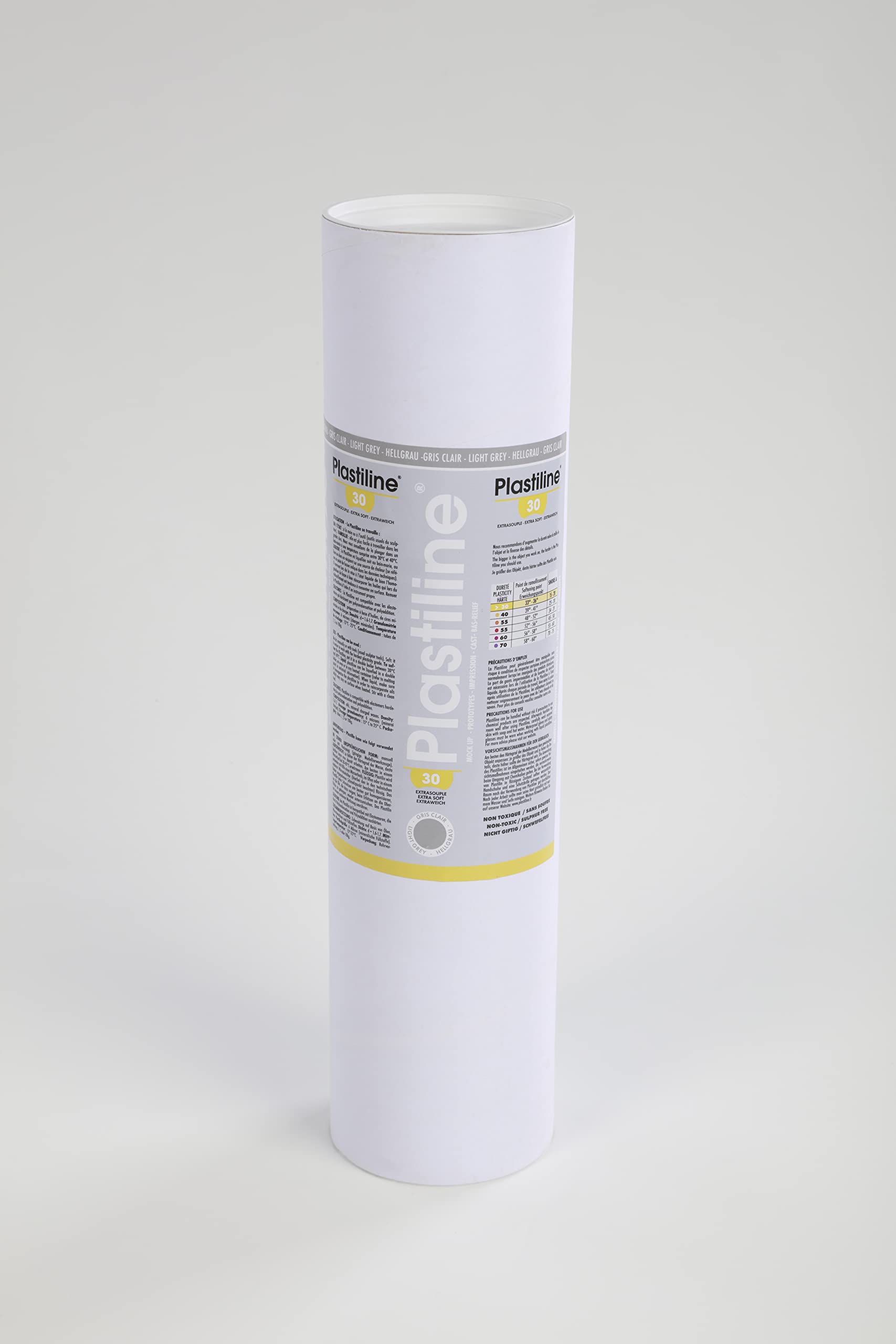 Plastiline 5630T - Plastiline tube - Modelling Clay, High Precision - Modelling, Sculpting, Moulding - Hardness 30 - 5 kg - light grey - Made in France