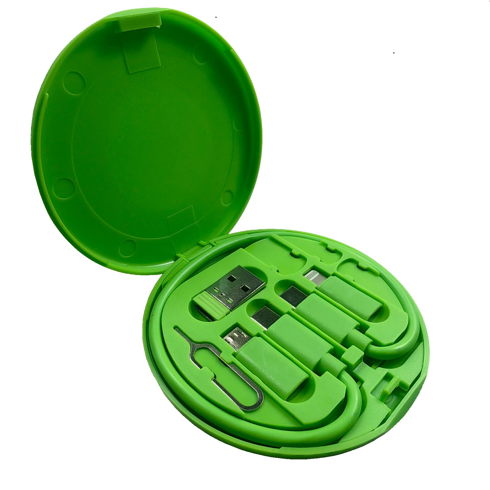 Photo 1 of ZALUJMUS Multifunctional Data Cable Storage Box Adaptor for USB-C and Micro-USB Devices Universal Data Transfer Cable (Green)