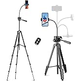 Aureday Phone Tripod, 82" Tripod for iPhone with Flexible Gooseneck, Wireless Remote and Phone Holder, Extendable Cell Phone&Camera Tripod Stand for Selfies/Video Recording/Live Streaming/Vlogging