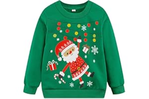 RETSUGO Toddler Boy Christmas Outfit Baby Boy Girl Winter Warm Holiday Fleece Pullover Xmas Crewneck Sweater 1-7 Years