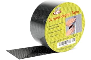 FLYZZZ Window Screen Repair Kit Tape with Stitching Thread, Black(16.4FT), Waterproof 3-Layer Strong Adhesive Window Screen Doors Patch Tape Suitable for Covering Holes&Tears Instantly