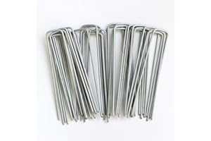 Petgrow 6 Inch Garden Stakes Galvanized Landscape Staples,U-Type Turf Staples for Artificial Grass, Rust Proof Sod Pins Stakes for Securing Fences Weed Barrier, Outdoor Wires Cords Tents Tarps