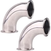 DERNORD 2 Pack 2" Tube OD Elbow 90 Degree Sanitary Pipe Fitting SS304 Tri Clamp 2 Inch