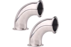 DERNORD 2 Pack 2" Tube OD Elbow 90 Degree Sanitary Pipe Fitting SS304 Tri Clamp 2 Inch