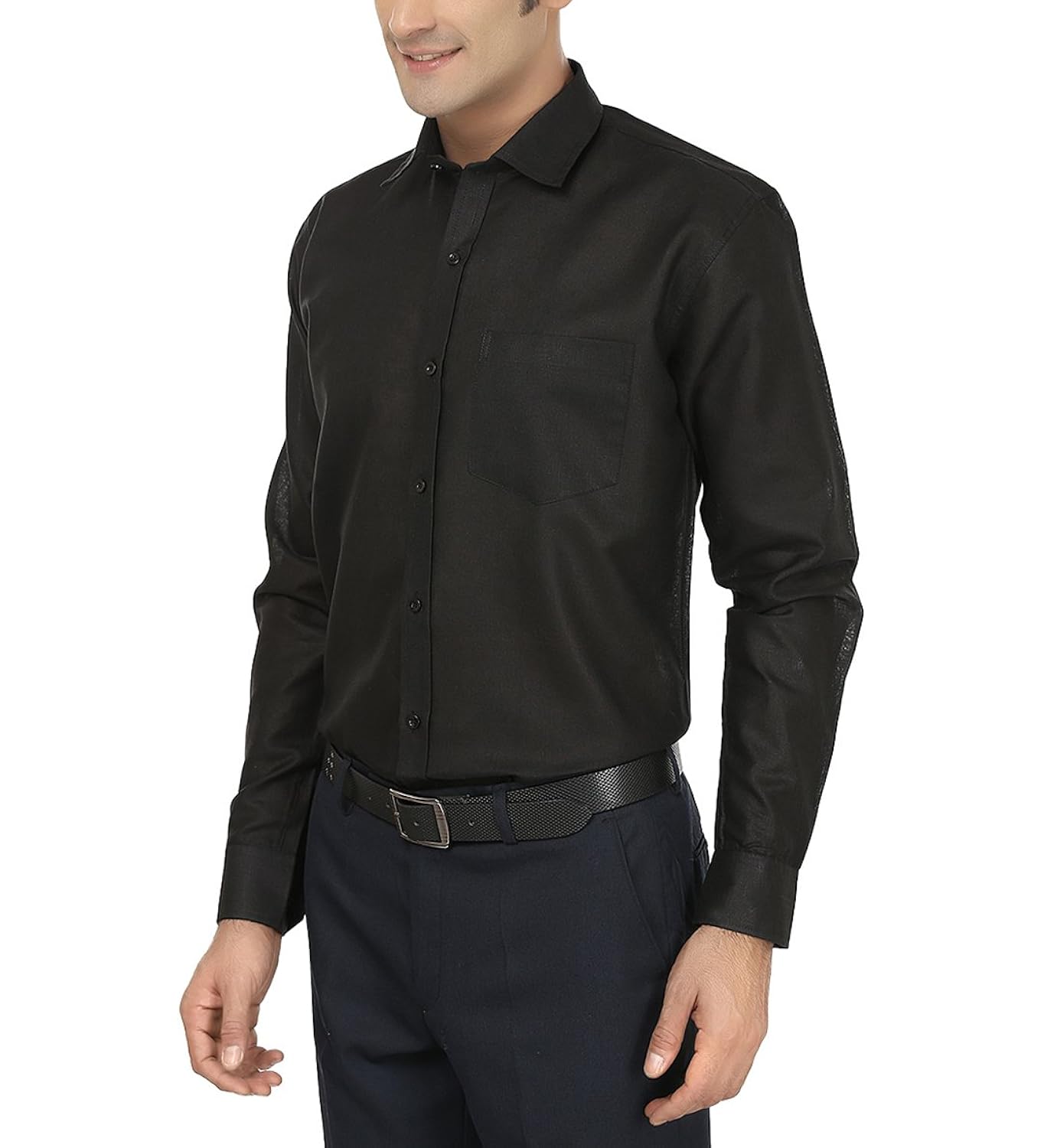 jay & u men's cotton linen blend formal shirt