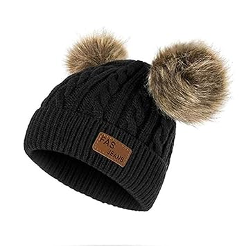 Amazon Com Atezch Baby Fur Pompom Ball Hats Girls Boys Knit Cap