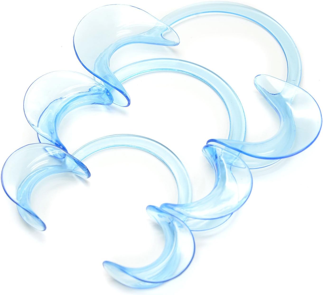 AZDENT® Dental Cheek Retractor Mouth Opener for Teeth Whitening Clear Blue C-shape (Size S,M,L Pack of 3)
