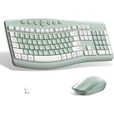 Wireless Keyboard and Mouse Combo Silent Ergonomic Curved Design for Office
