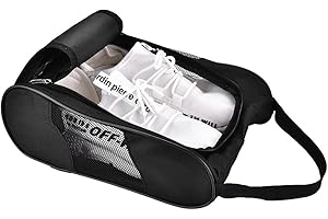 Acogedor Shoe Bag, Travel Golf Shoe Bag Organizer for Men Women, Breathable Nylon with Zipper Sport Shoes Bag, for Sport Golf Tennis etc (Black)