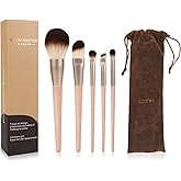 Brush Master Professional Face Makeup & Foundation Brush Set 5Pcs, Premium Base Brush Kit For Face, Foundation Brush Blush Brush Blurring Angled Liner Crease Brush