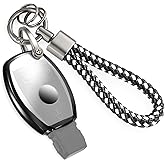 Coverforkey for Mercedes Key Fob Cover with Upgraded Anti-Lost Metal Braided Keychain, Exquisite Soft TPU Case for Benz A C E G S Class CLA GL/A/C/E/K/S GT SL/C/K/S (Black, A)