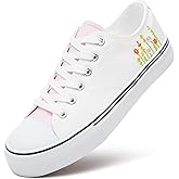 ZGR Womens White Tennis Shoes for Women,Lace up Canvas Sneakers,Casual Walking Canvas Shoes