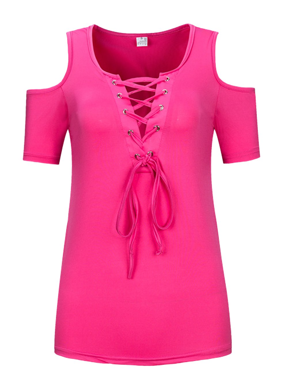 Imagine Women Plus Size Long Sleeve Solid Button Down V Neck Tee Shirts Tops