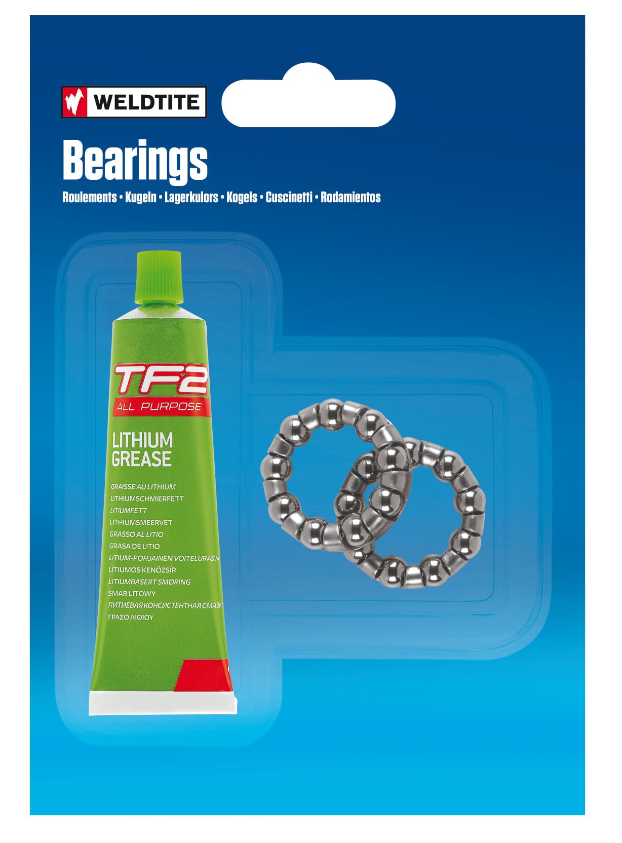 WELDTITE Bearings - 2 x 1/4" ATB/BMX B/B Ball Race Cages With All Purpose Lithium Grease for Bikes